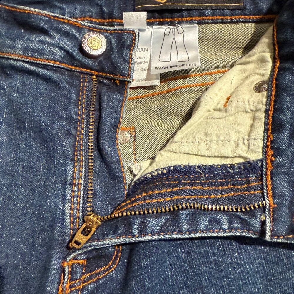 Lawman Women's Vintage Denim button & zip front straight leg jeans, size 3/4 - Picture 7 of 11